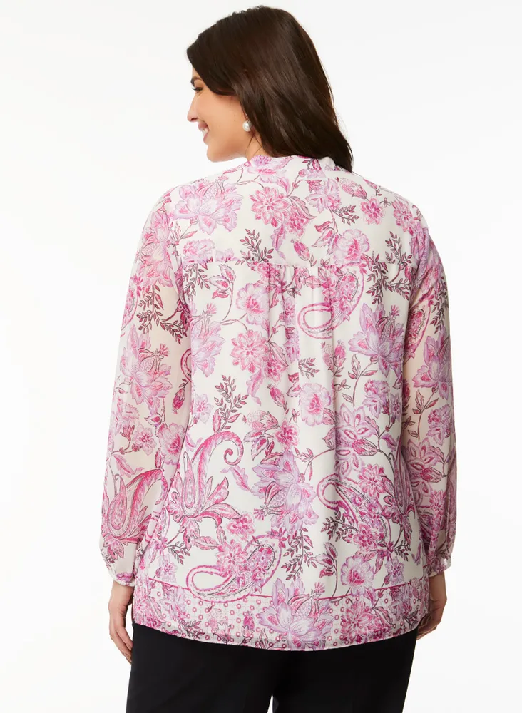 Puff Sleeve Paisley Print Blouse