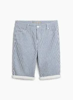 Stripe Print Denim Shorts