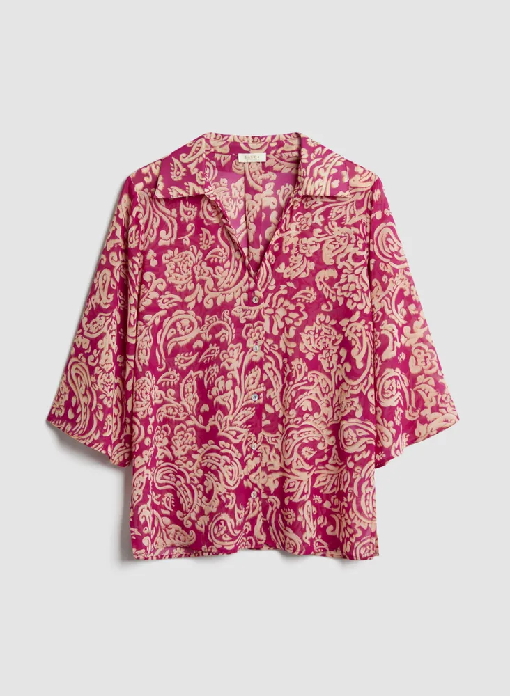 Paisley Print 3/4 Sleeve Blouse