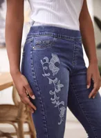 Embroidered Pull-On Jeans