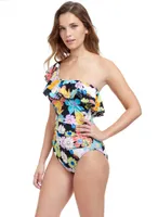 Profil by Gottex - Floral Print Ruffle Detail Swimsuit