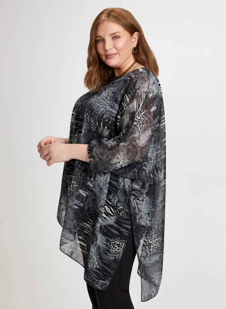 Asymmetric Snakeskin Print Top