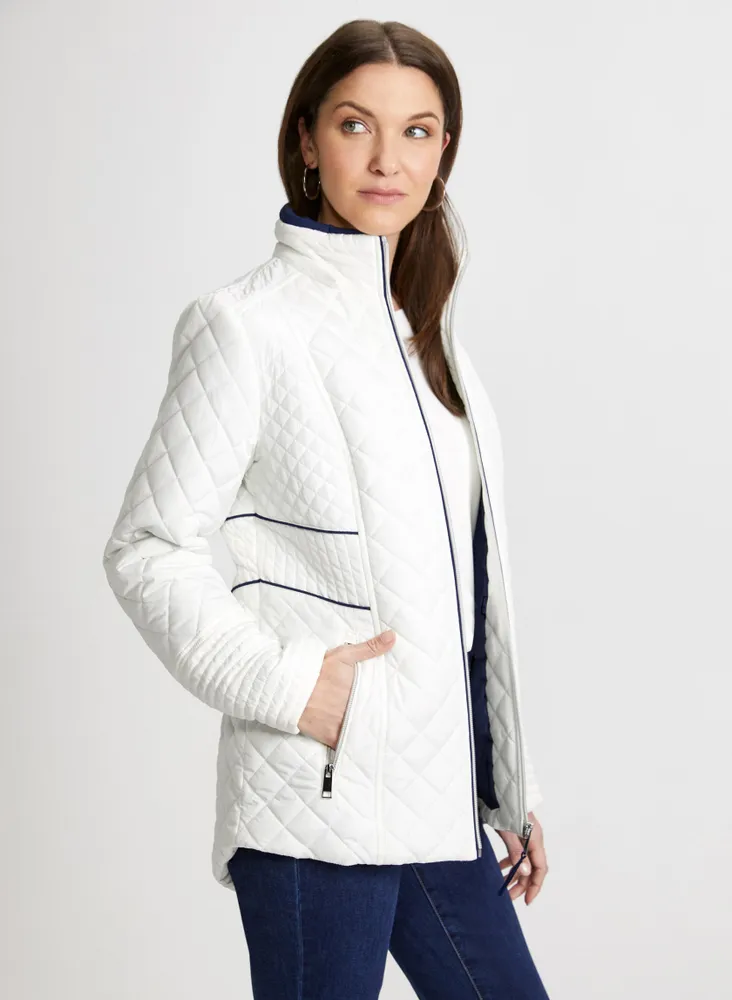 Quilted Contrast Detail Coat