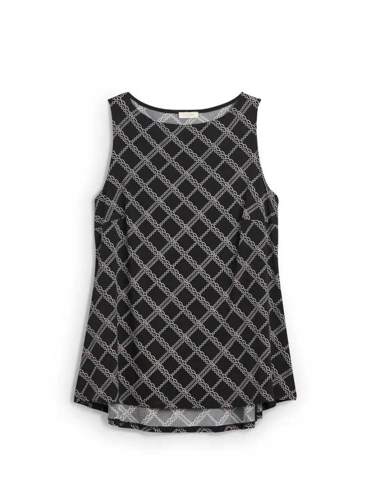 Sleeveless A-Line Chain Print Top