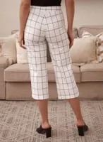 Grid Print Belted Gaucho Pants