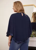 Sequin Trim Poncho