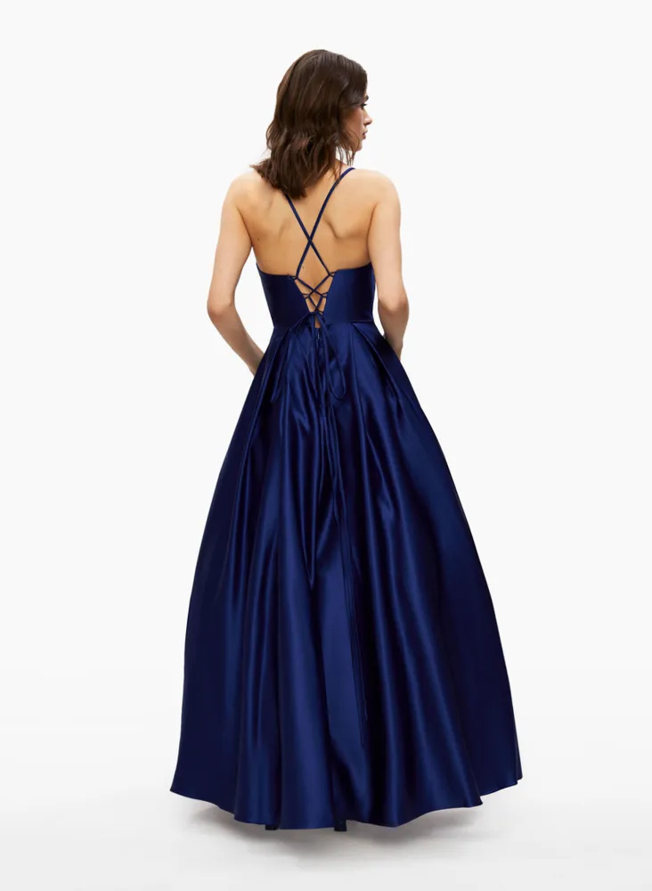 Satin Fit & Flare Ball Gown