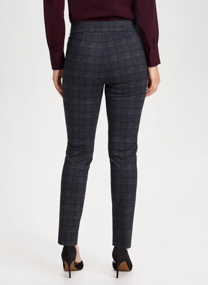 Slim Leg Checkered Pull-On Pants