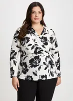 Wrap-Style Floral Motif Top