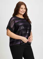 Metallic Stripe Motif Crochet Top