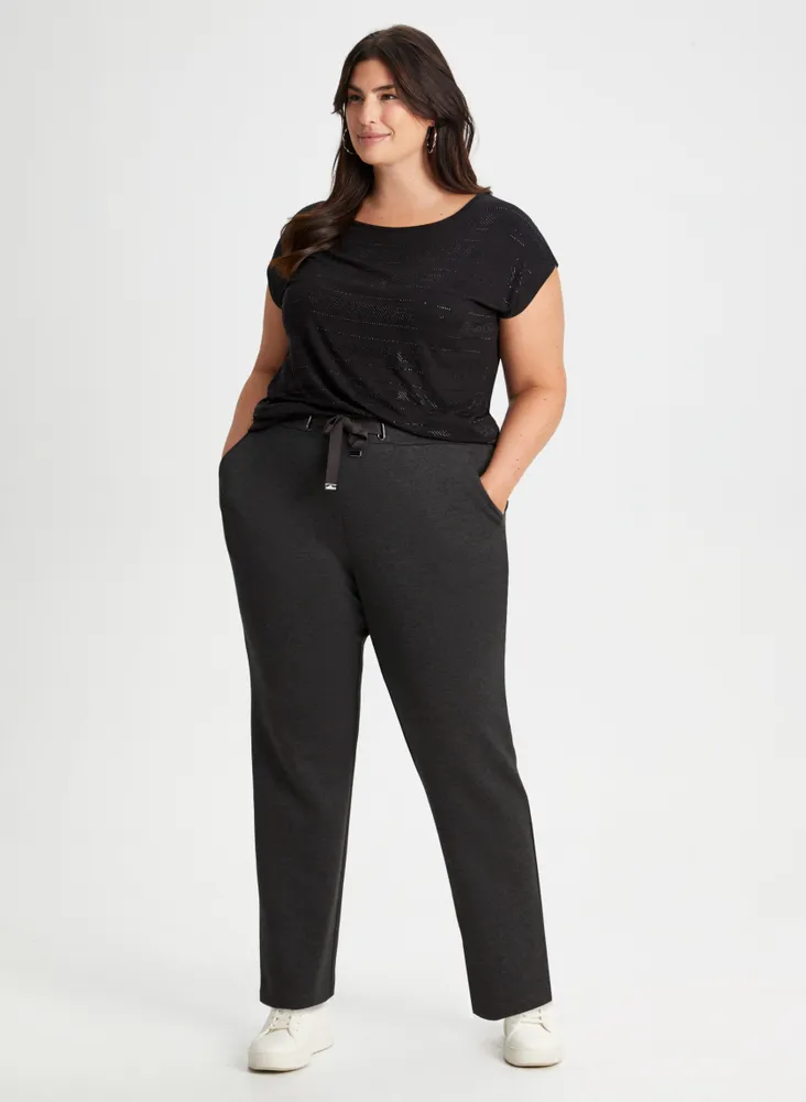 Drawstring Waist Pull-On Pants