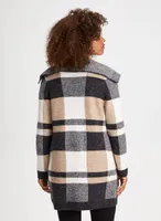 Plaid Open Front Coatigan