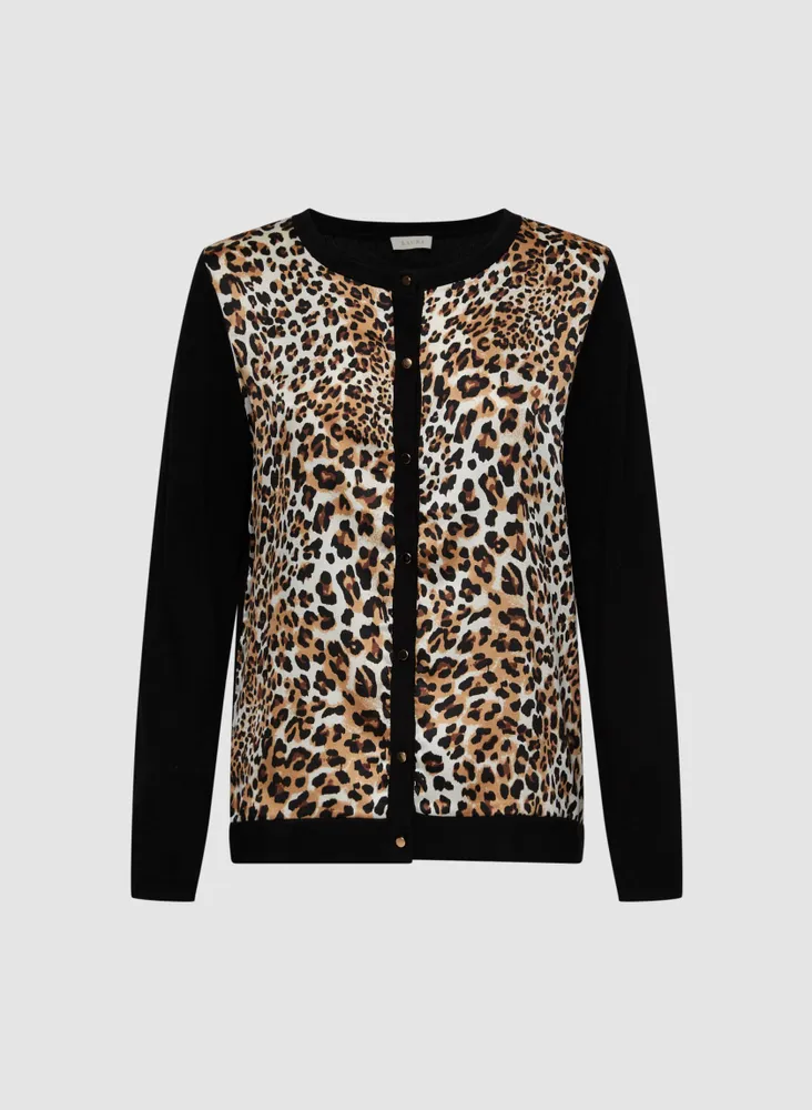 Animal Print Button Front Cardigan