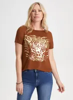 Boat Neck Animal Motif Top