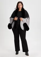 Faux-Fur Trim Poncho