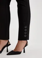 Button Detail Straight Leg Pants