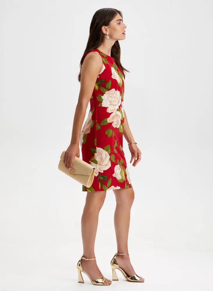 Sleeveless Floral Motif Dress