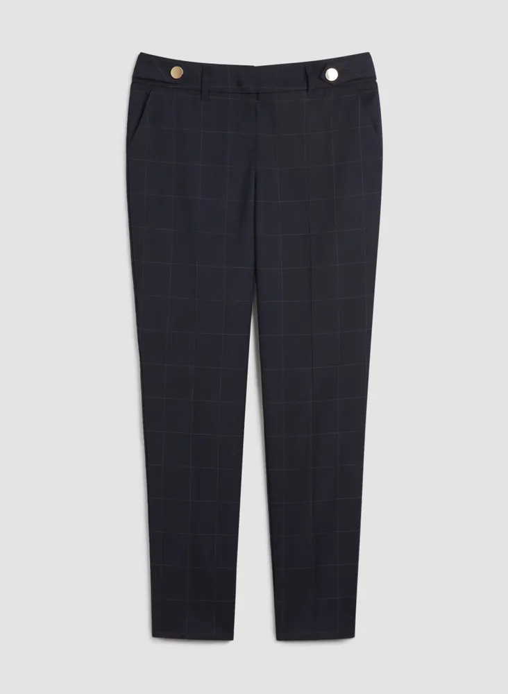 City Fit Plaid Motif Pants