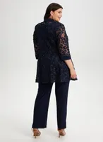 Embroidered Jacket, Cami & Pants Set