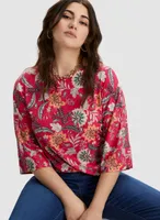 Floral Print Elbow Sleeve Top