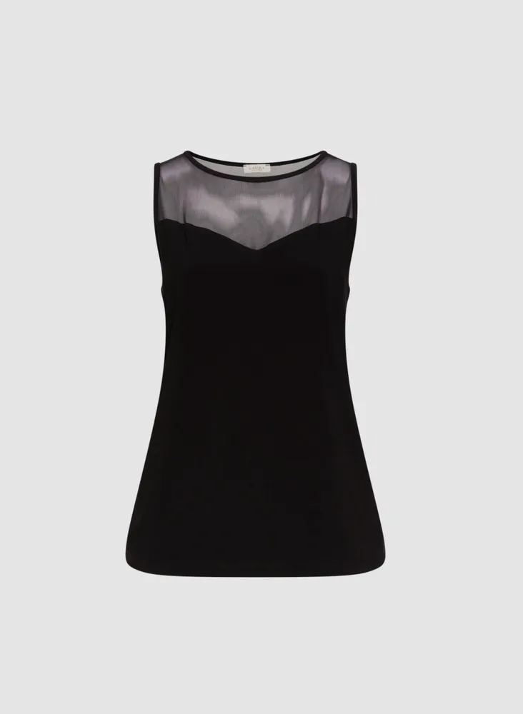 Mesh Yoke Sleeveless Top