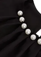 Pearl Detail Smocked Sleeve Blouse
