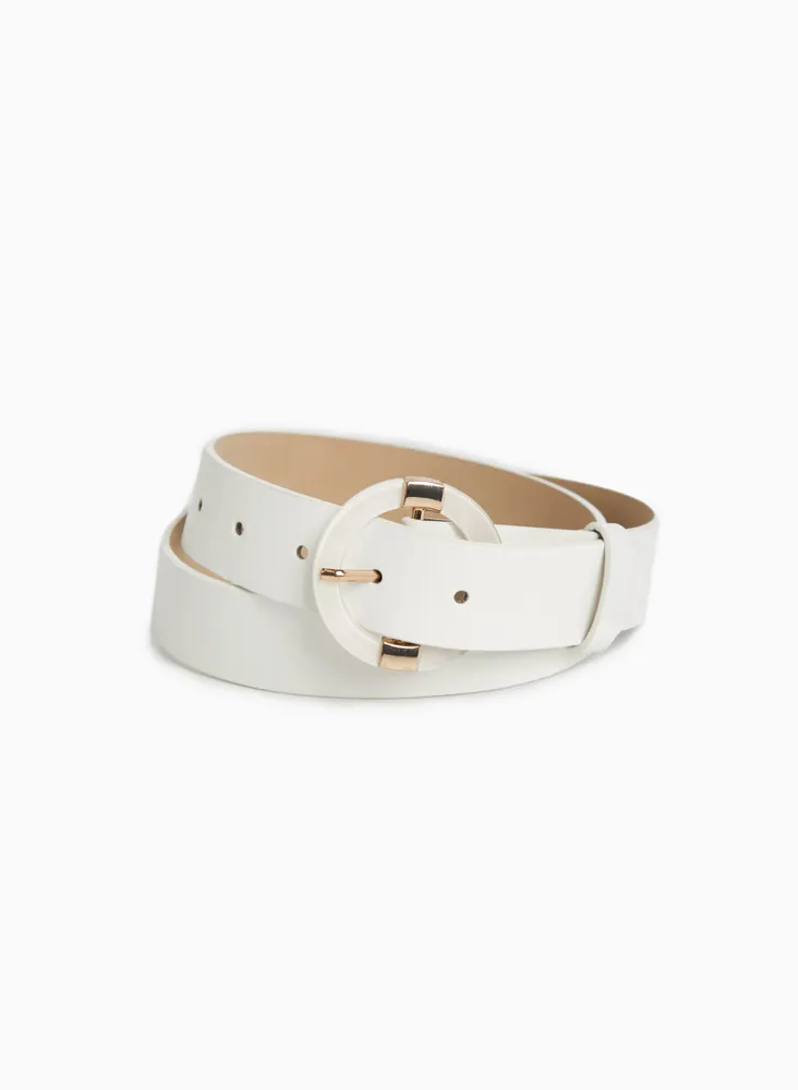 Round Buckle Vegan Leather Belt