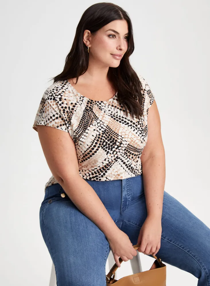 Cap Sleeve Dot Print Top