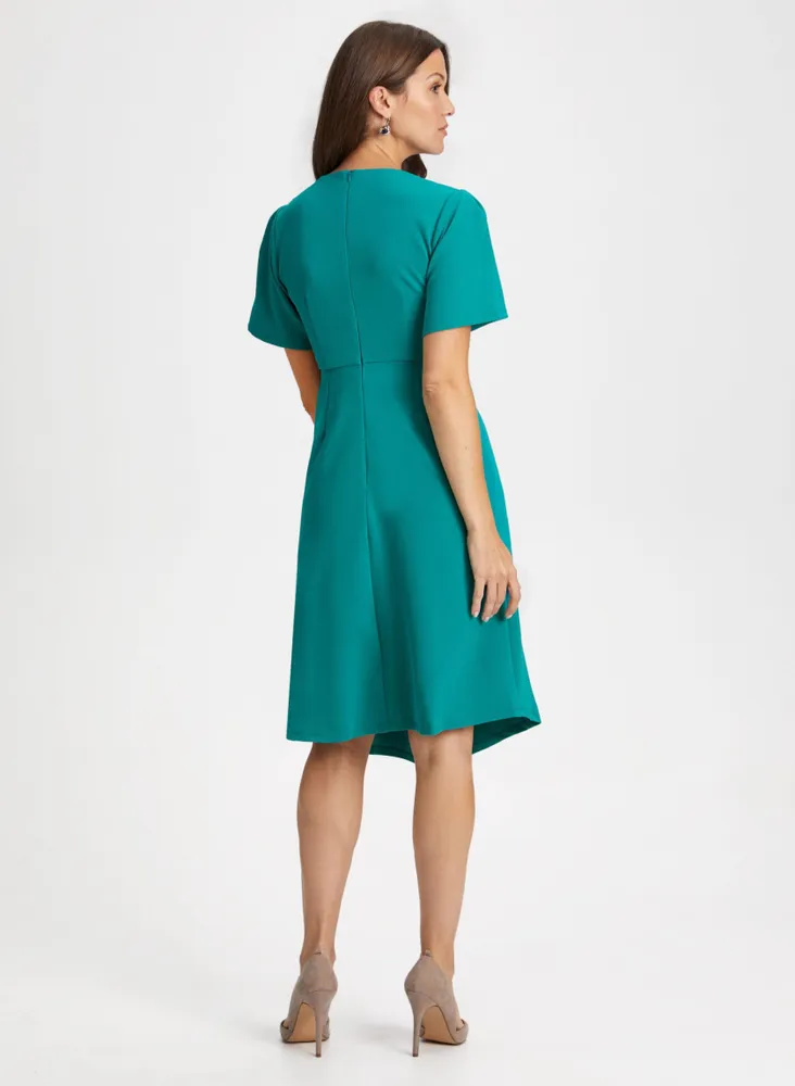 Asymmetric Hem Flutter Sleeve Dress