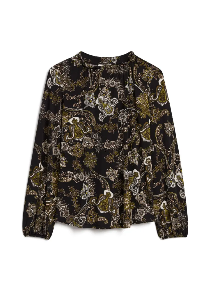 Paisley Print Mock Neck Top