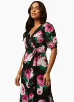 Rose Print Midi Dress