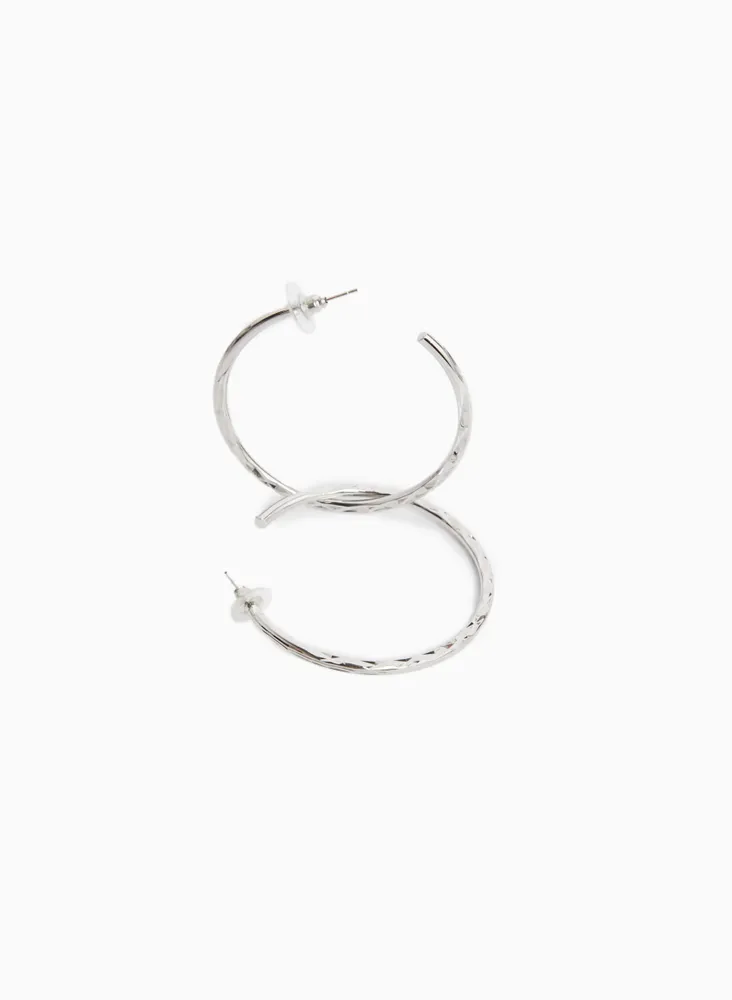 Textured Open Hoop Earrings