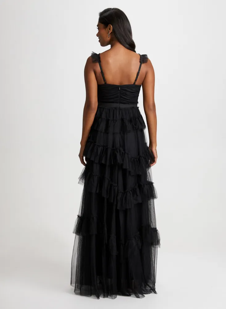 Ruffled Tulle Gown