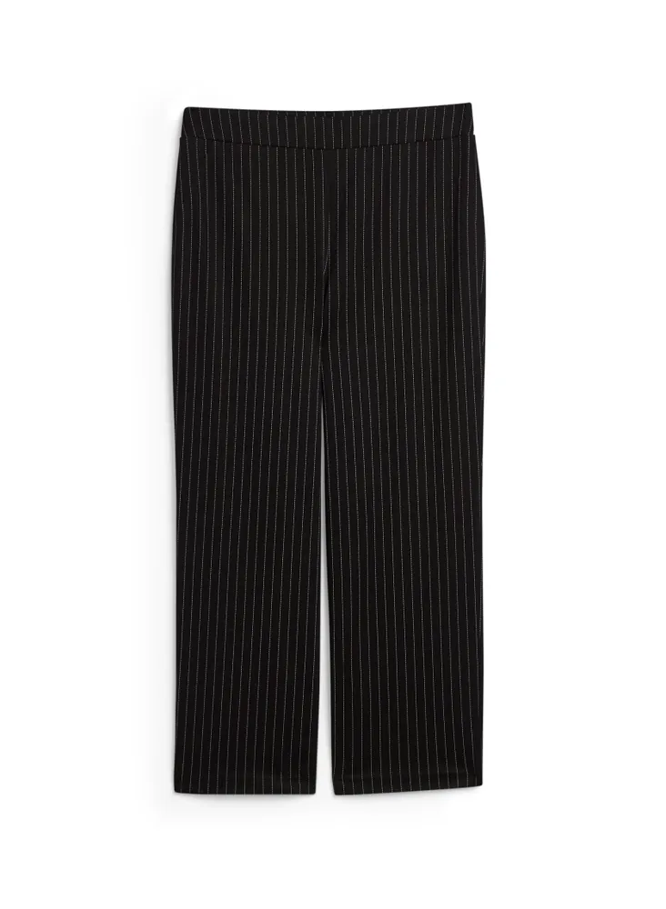 Pull-On Stripe Print Straight Leg Pants