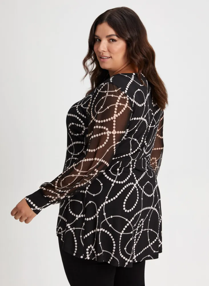 Puff Sleeve Dot Print Tunic