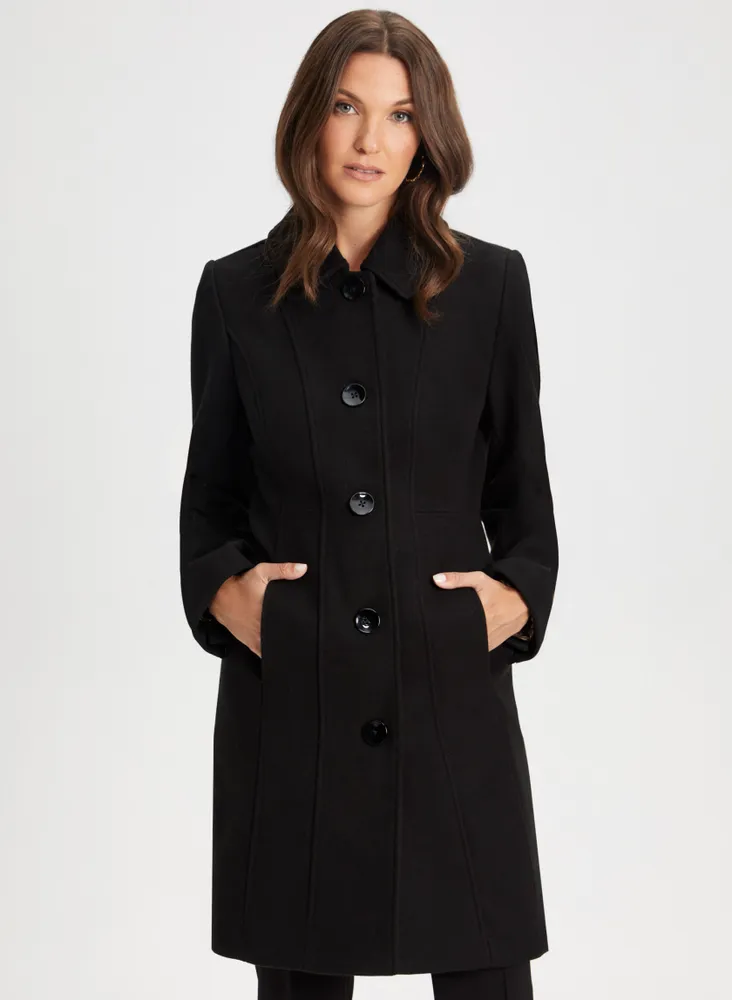 Stretch Wool Blend Coat