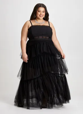 Tiered Tulle Corseted Gown