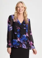 Contrast Floral Print Blouse