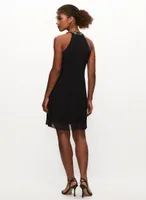 Cascading Ruffle Bead Neck Dress