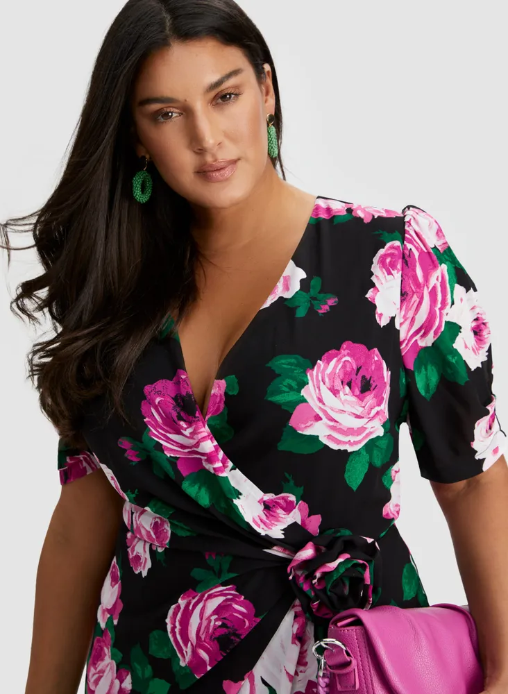 Rose Print Midi Dress