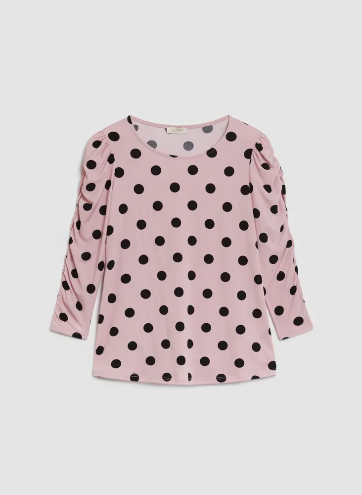 Dot Print 3/4 Sleeve Top