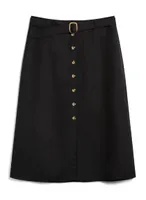 Button Detail Midi Skirt