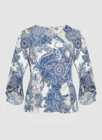 Paisley Print Ruffle Sleeve Top