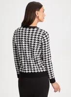 Short Houndstooth Motif Cardigan