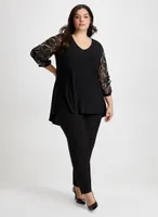 Pinched Sleeve Asymmetric Top