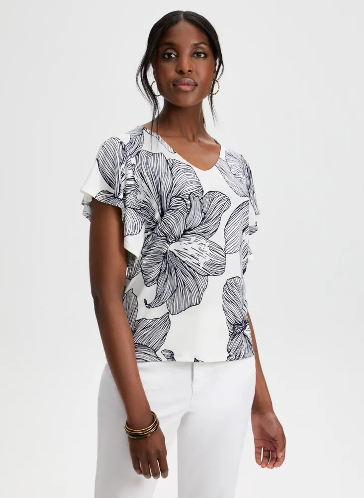 Floral Print Short Sleeve Top