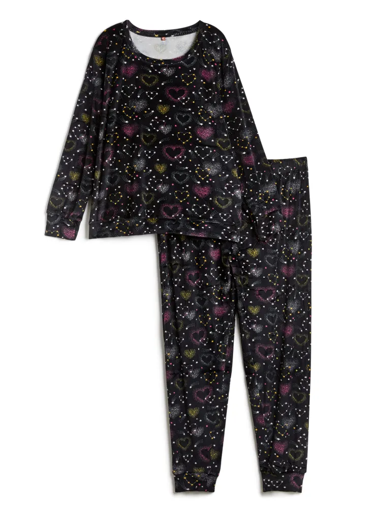 Printed Velour Pyjama Set