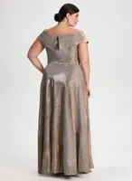 Bardot Neck Shimmer Detail Dress