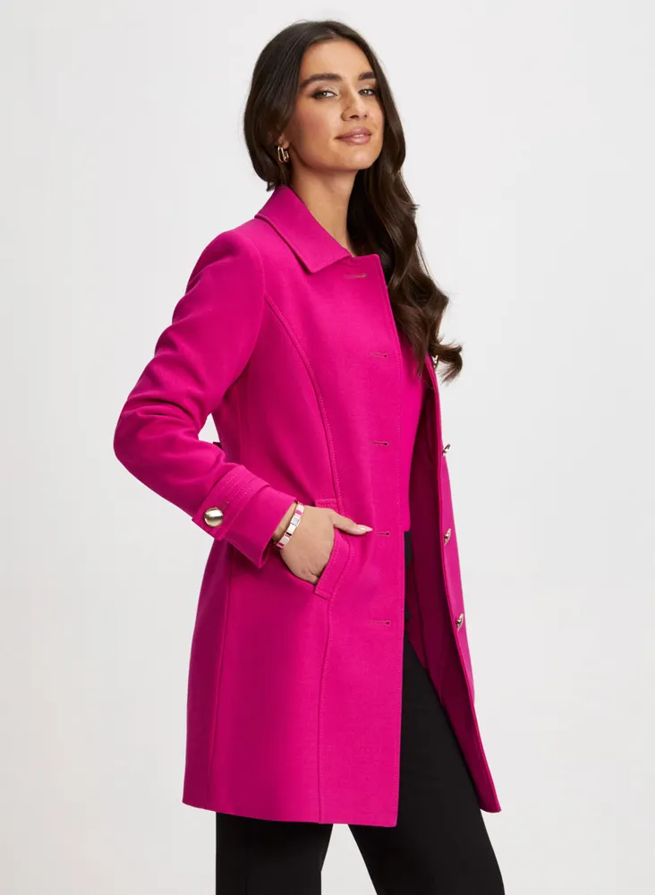 Button Front Tricotine Coat