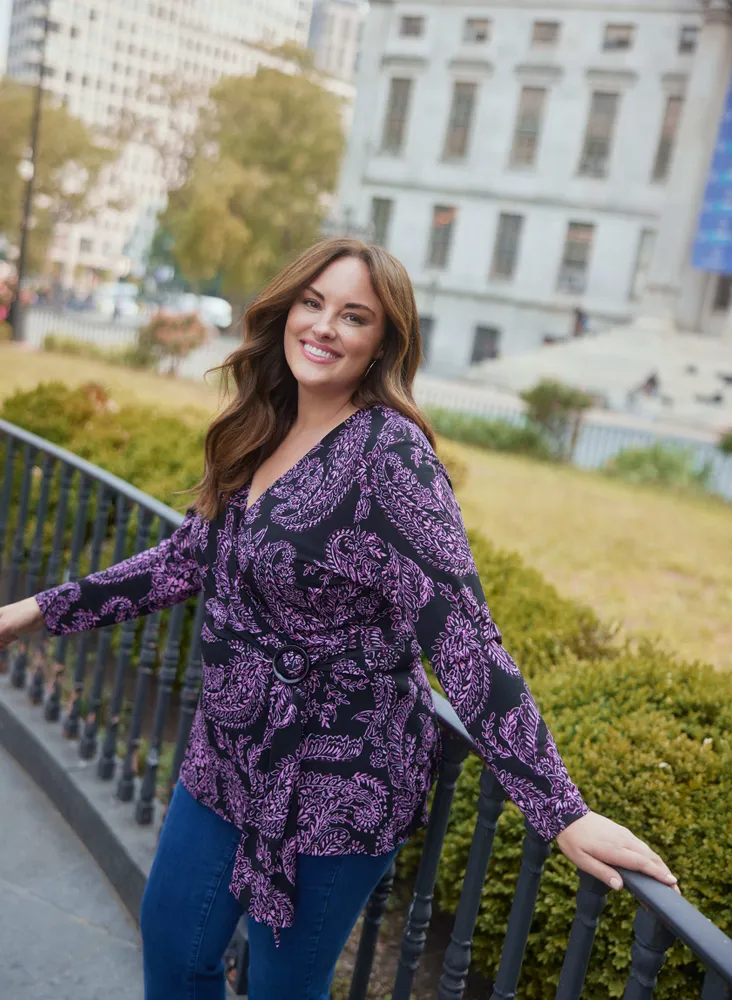 Paisley Print Cross Front Top